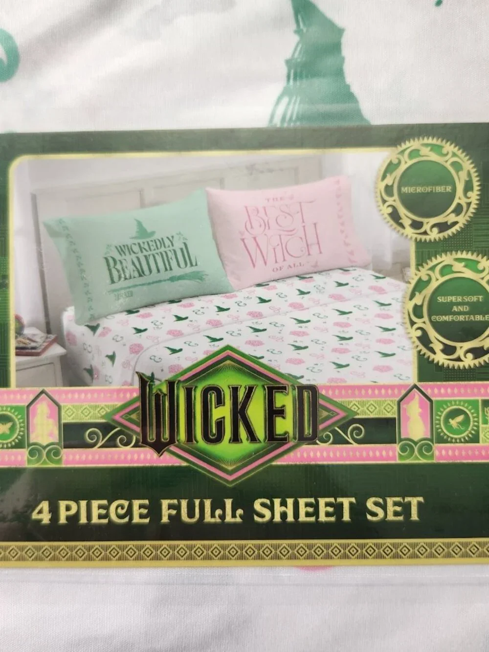 Wicked Musical 4pc Full Sheet Set Elphaba & Glinda New